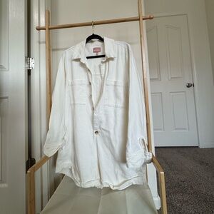 Show Me Your Mumu White Button Up Denim Romper